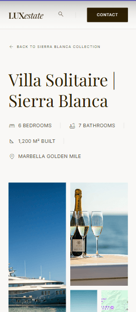 Property listing with an image gallery, key details, and a button to request a private viewing — mobile view